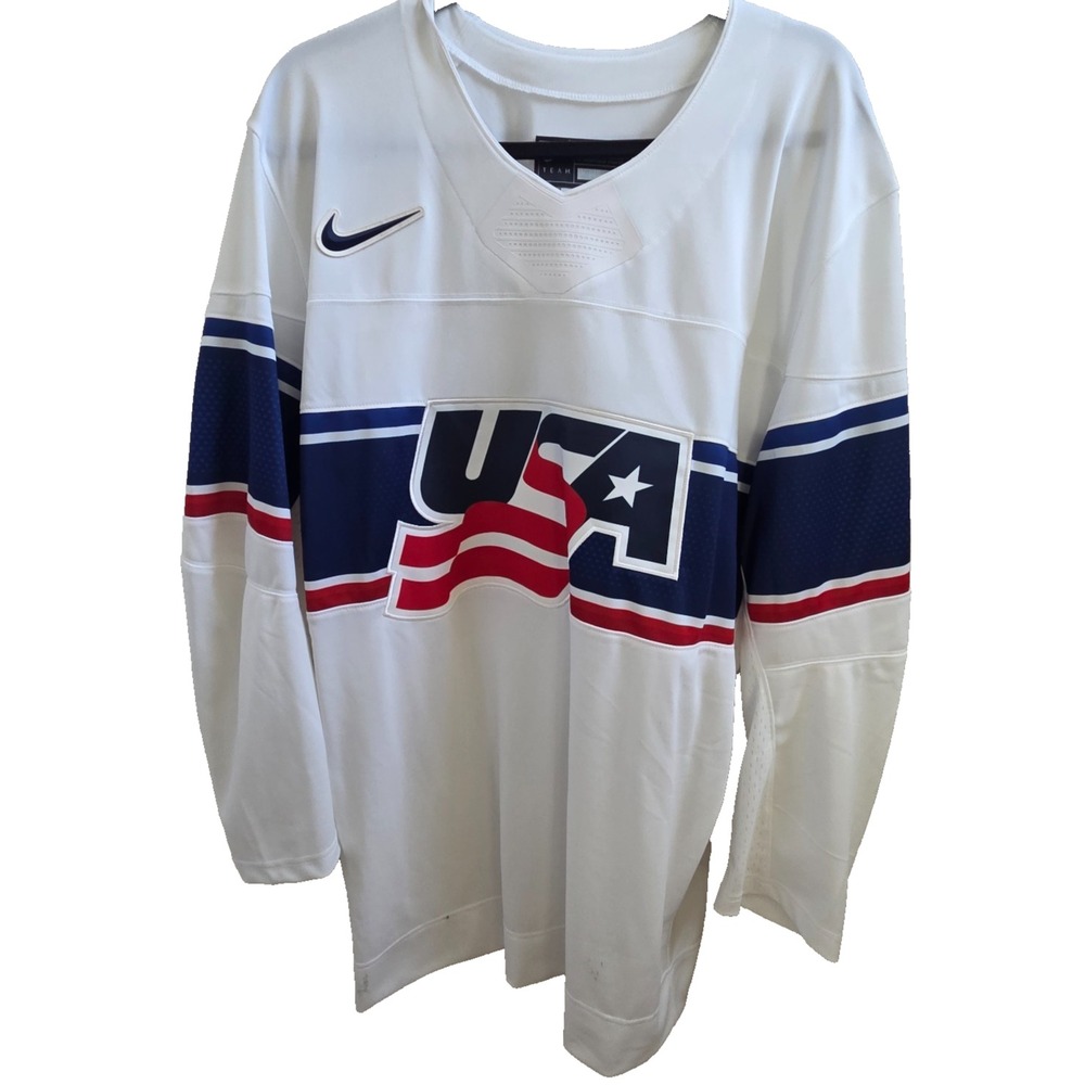 Nike USA Hockey Jersey Mens XL White Good 2022 Olympic Team USA IIHF Fan Jersey